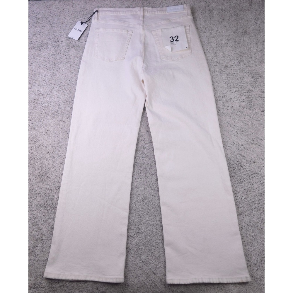 RE DONE Jeans Womens 32 35x32 Baggy Straight 70s Ultra High Rise Wide Leg Ivory
